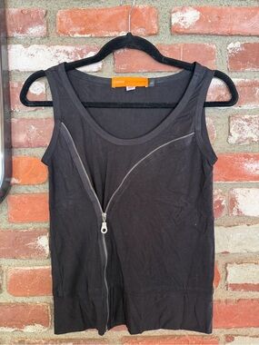 Cynthia Steffe Black Sleeveless Tank with Asymmetric Silver Zipper